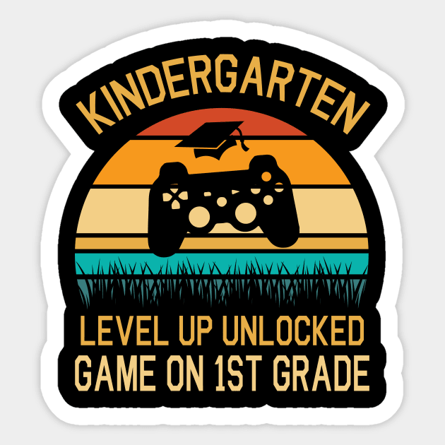 Kindergarten Level Up Unlocked Game On 1st Grade Happy Class Of Back To School Seniors Students Sticker by DainaMotteut